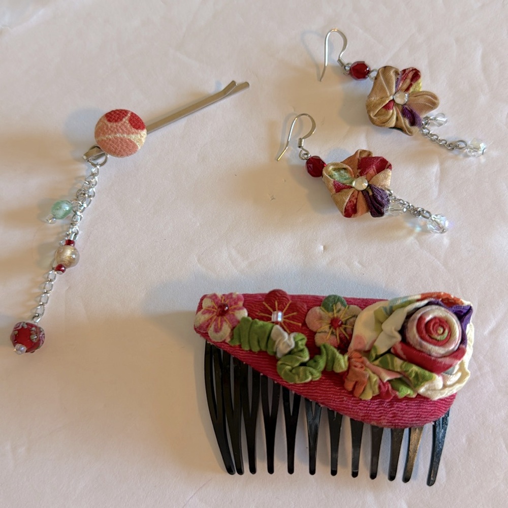 Bundle Of Japanese Hair Accessories and earrings Handmade